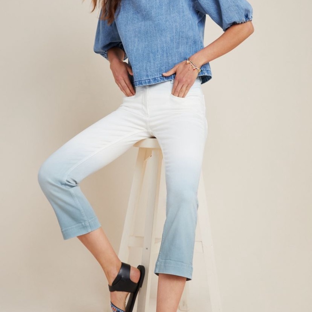 pilcro ultra high rise dip dye slim cropped jean